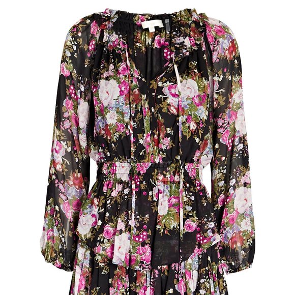 LoveShackFancy Popover Dress - Midnight Muse Black Floral Print - Picture 2 of 4